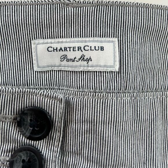 Charter Club Gray Pinstripe Cropped Cotton Blend Pants Size 8 - Picture 3 of 13